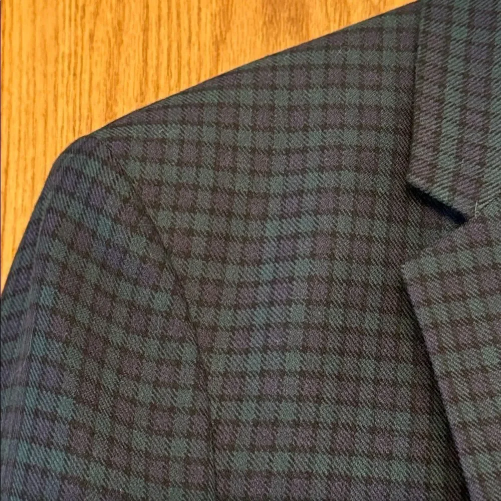 ASOS DESIGN Blackwatch Plaid Blazer Navy Green Tartan Check